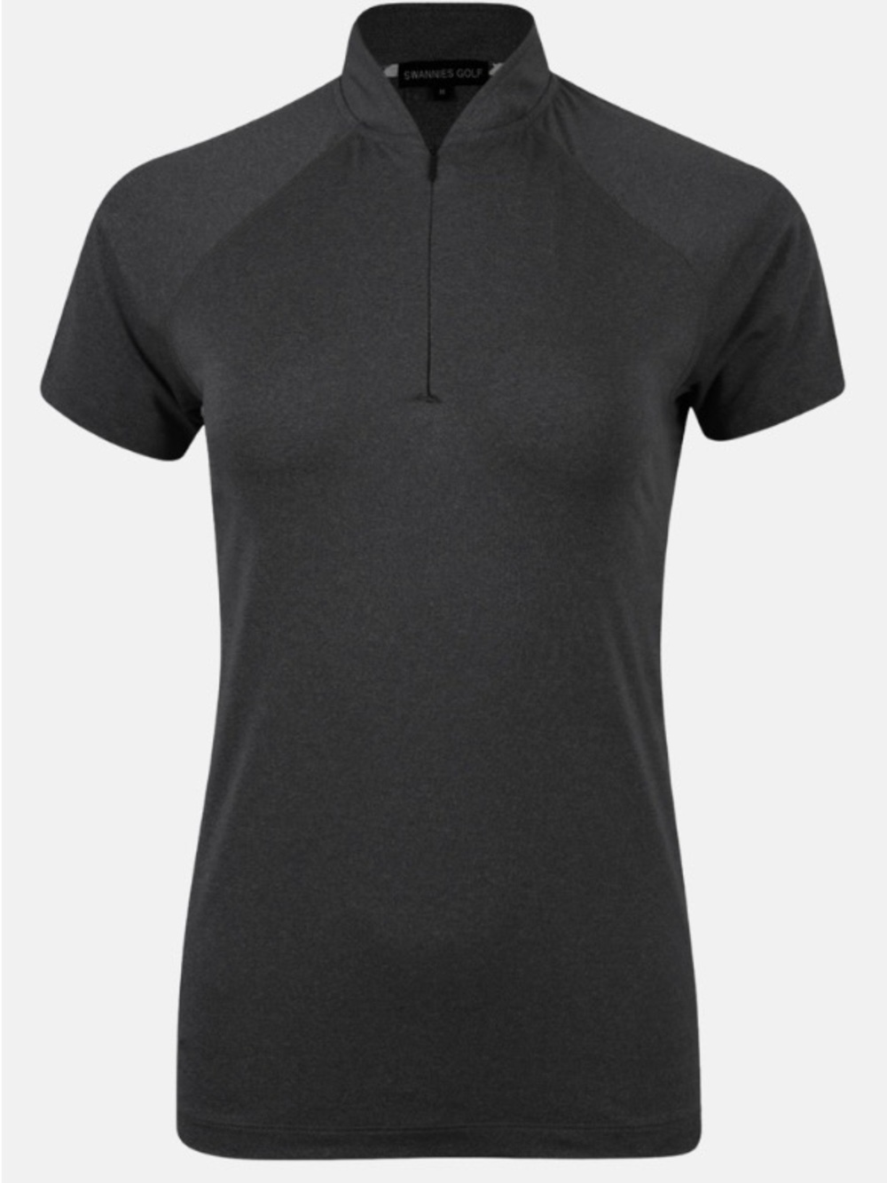 S Swannies Golf Quinn Polo; BlackHeather w/ Mock Neck & Recycled Material + Logo